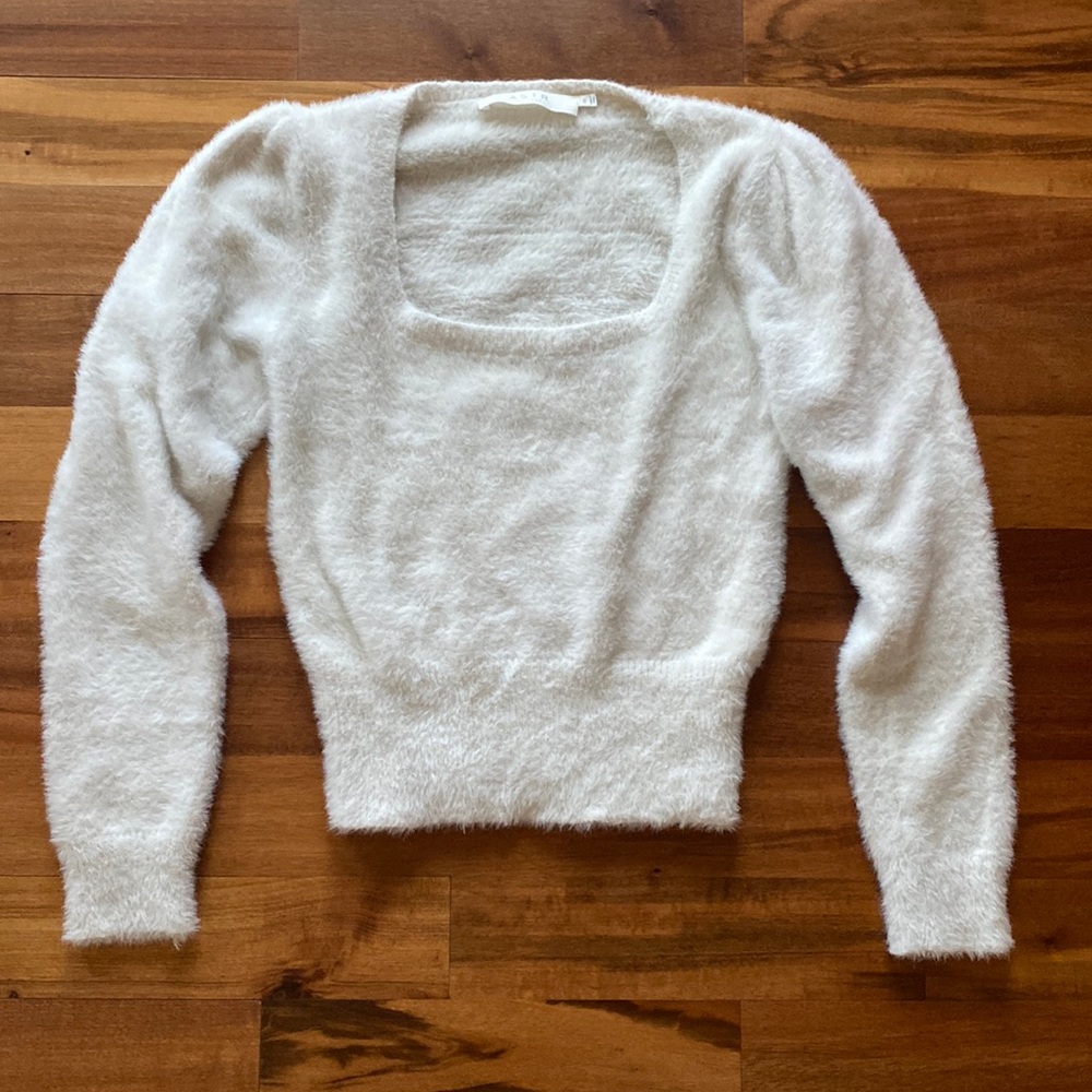 Astr Fuzzy White Sweater